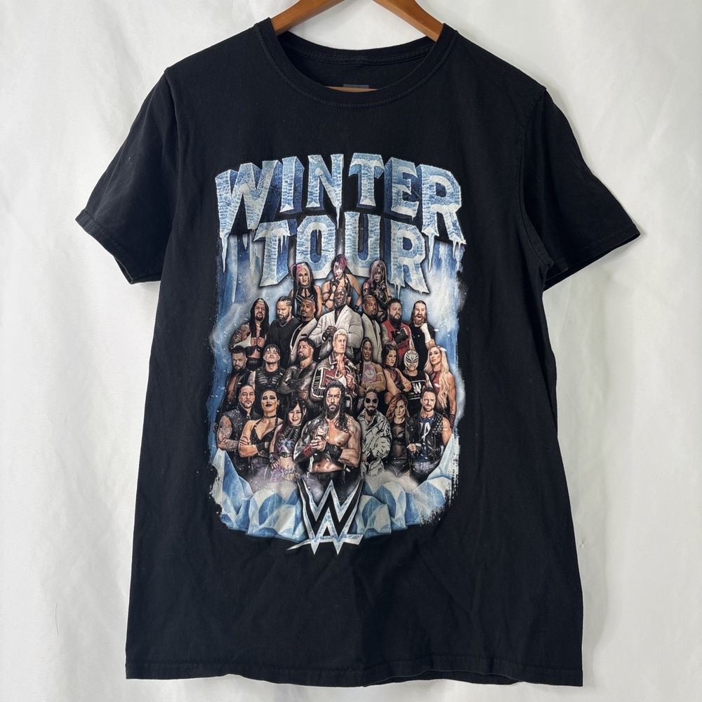 WWE Authentic Live Winter Tour I Was There Wrestling Black M Graphic T-Shirt